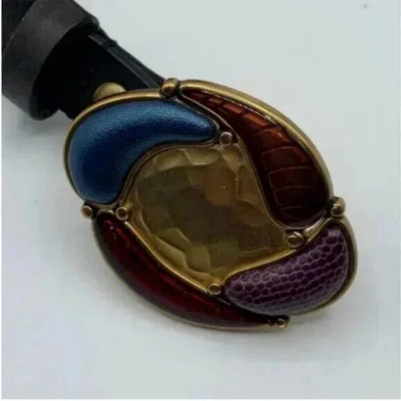 Chico's Genuine Leather Multi-colored Buckle Belt Size Small - Picture 3 of 7